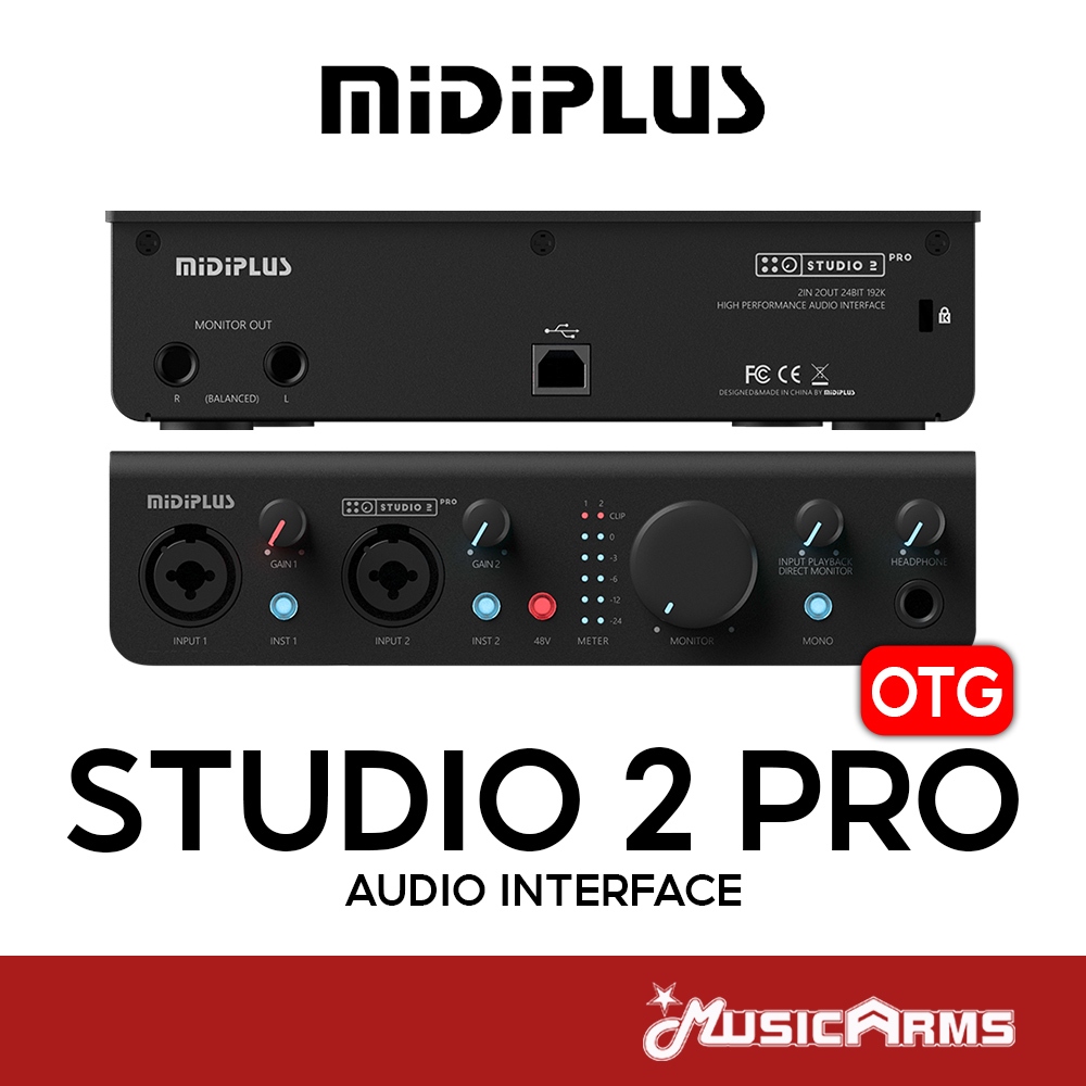 Midiplus Studio 2 Pro OTG ออดิโออินเตอร์เฟส Audio Interface with OTG รับประกันศูนย์ Music Arms