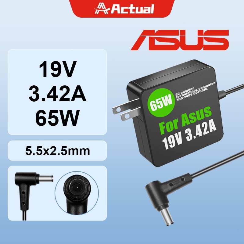 Actual 🇹🇭 นําไปใช้กับ Asus ตลับ 65W 19v 3.42a หัว 5.5 x 2.5 mm K455L X505Z สายชาร์จ อะแดปเตอร์ โน๊ตบ