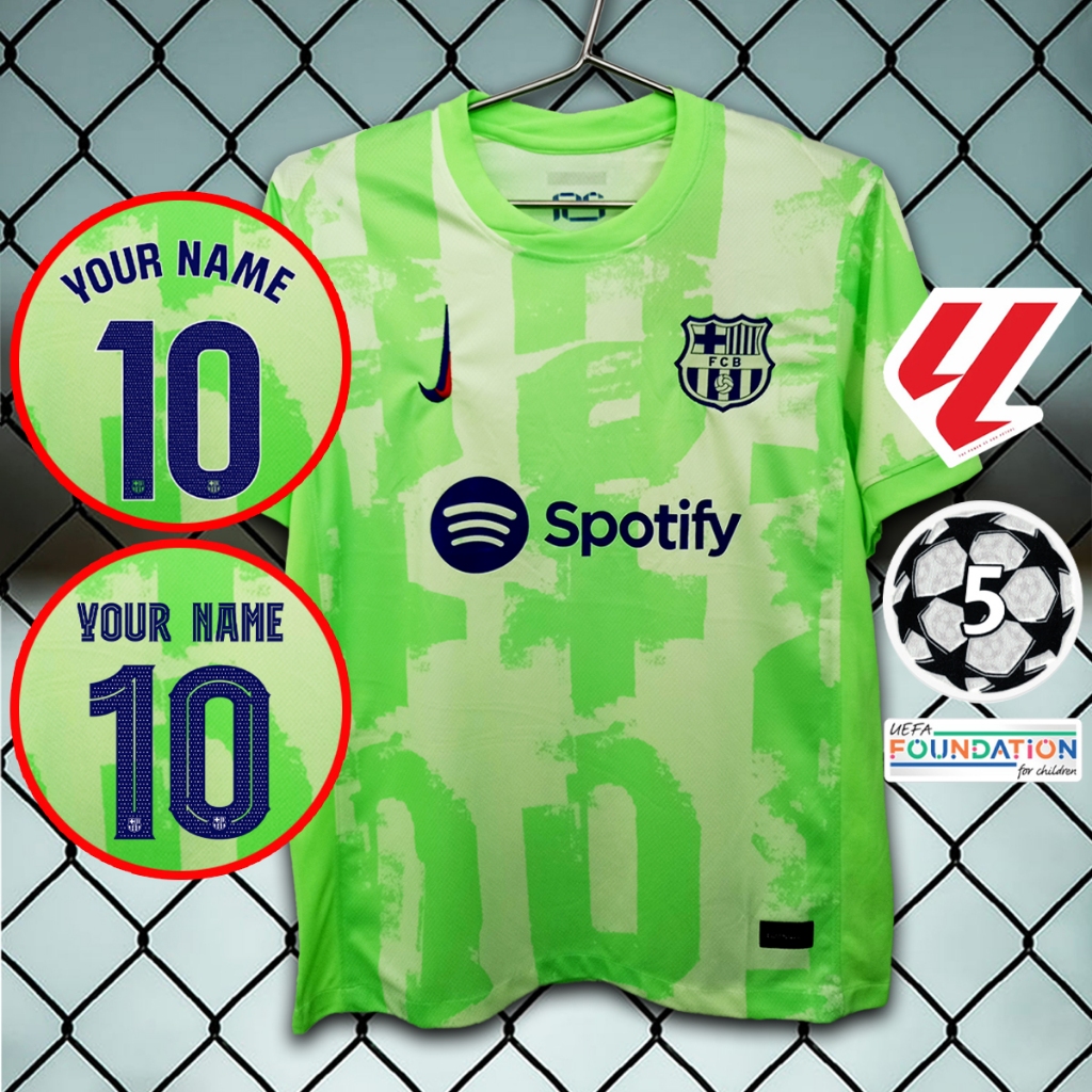 เสื้อฟุตบอลทีม บาร์ซ่า เสื้อ Barcelona เขียว ล่าสุดปี24-25 AA0139 เกรดเชียร์ รับทำชื่อ-เบอร์ ไซส์เอเชีย S-2XL