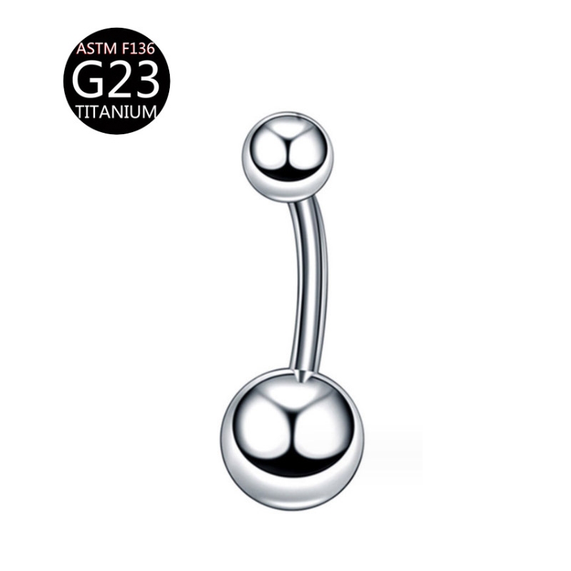จิวสะดือ ไทเทเนียม  ASTM F136 G23 G23 Titanium Steel Belly Button Ring Cross-Border Double-Headed Round Belly Button ราคา ถูกที่สุด ดีลบีเคเค แกลเลอรีภาพที่ 4