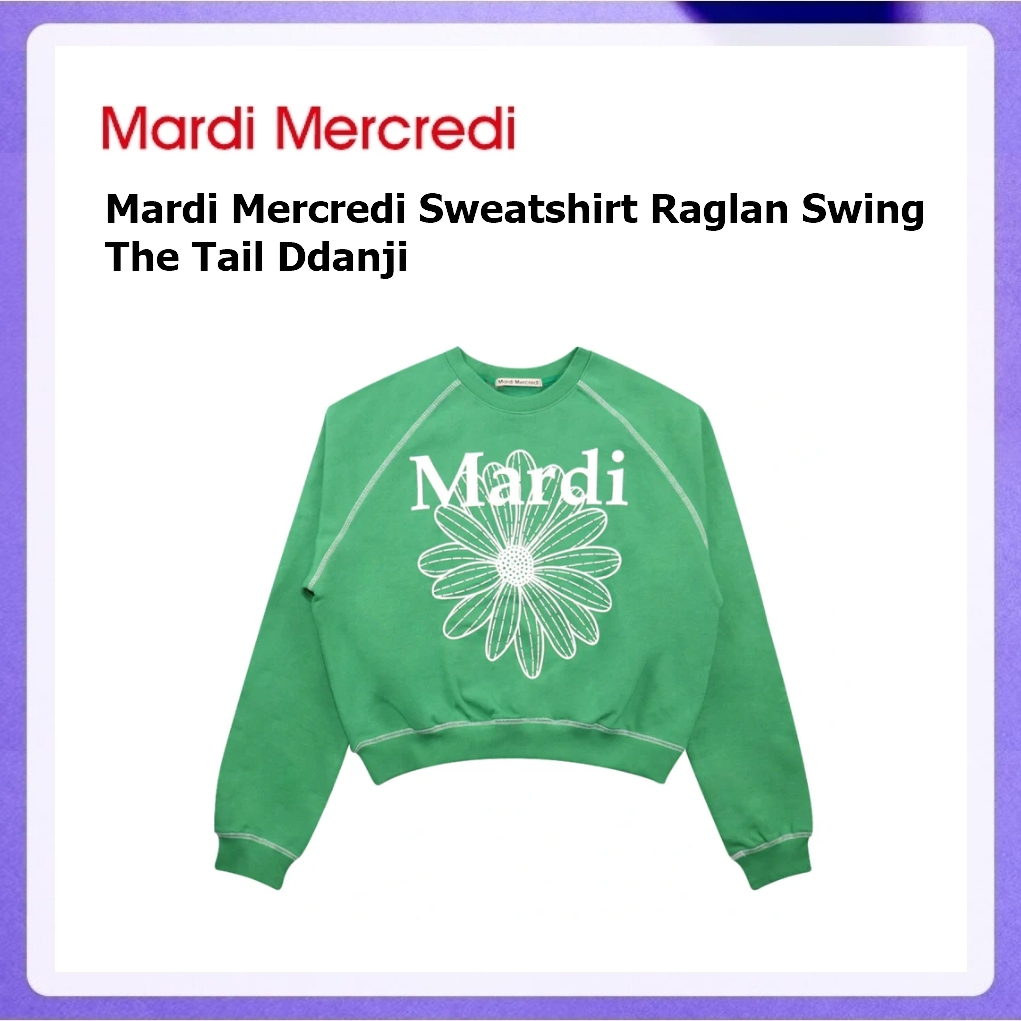 Mardi Mercredi Sweatshirt Raglan Flowermardi (Oatmeal Blue, Green White, Oatmeal Black, Navy Ivory, Black Pink)