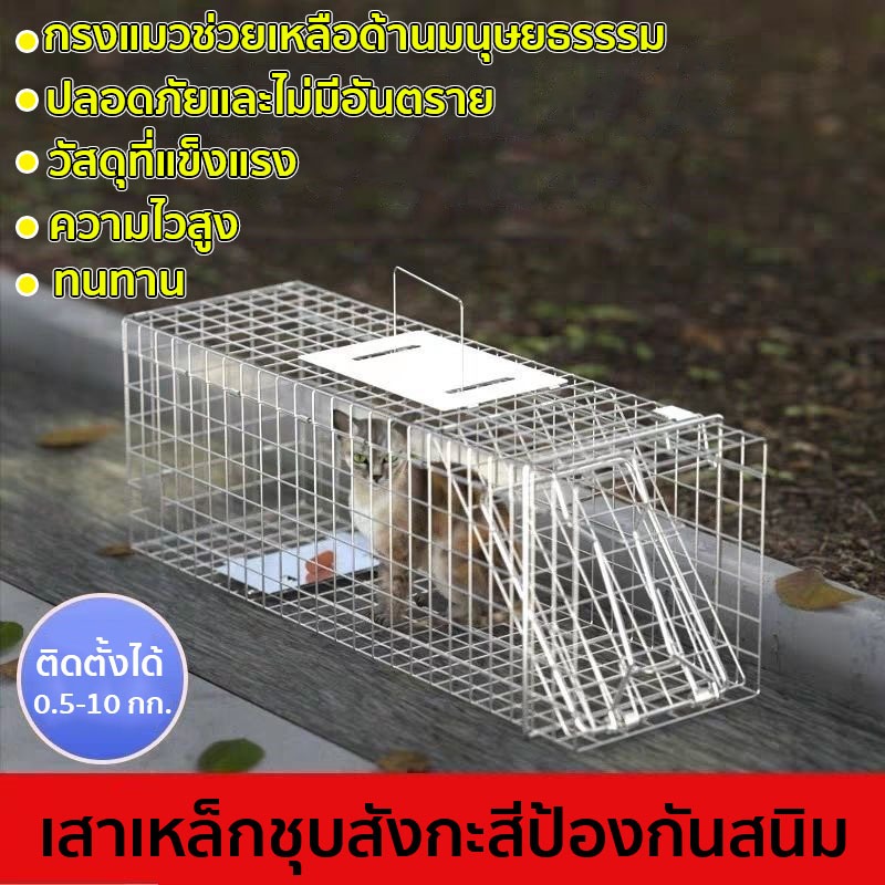 กรงดักแมว (ไซส์ M-2XL) ไม่ทําร้ายแมว กันสนิม พับได้ เหมาะสำหรับจับตัวเงินตัวทอง แมว สุนัข กระต่าย และสัตว์อื่นๆ