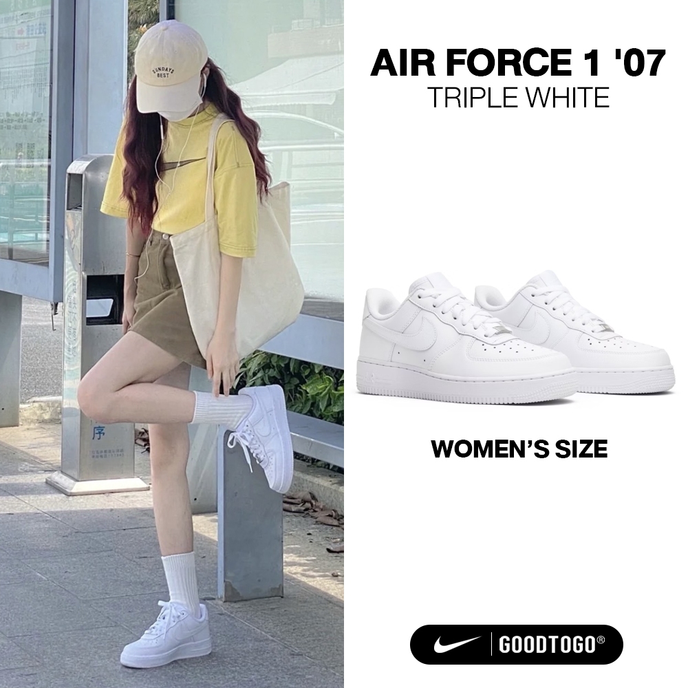 Nike ไนกี้ รองเท้าผ้าใบ รองเท้าลำลอง ผู้หญิง Air Force 1 07 White รหัส DD8959-100