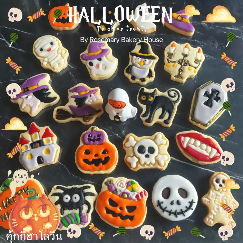 คุ้กกี้ฮาโลวีน 2025🎃[SETB] คุกกี้ 21 ลาย Halloween Cookies/Royal Icing Cookies *บรรจุซองใสต่อ1ชิ้น