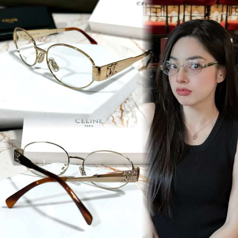 < Eyewear By Mr.B > - กรอบแว่นตา Celine CL50140U สีทอง ของแท้ !! พร้อมอุปกรณ์ครบ
