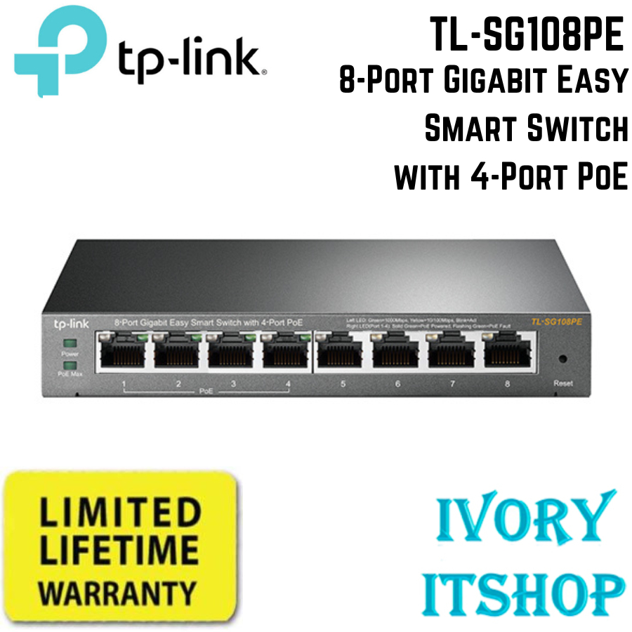 TP-LINK TL-SG108PE 8-Port Gigabit Easy Smart Switch with 4-Port PoE
