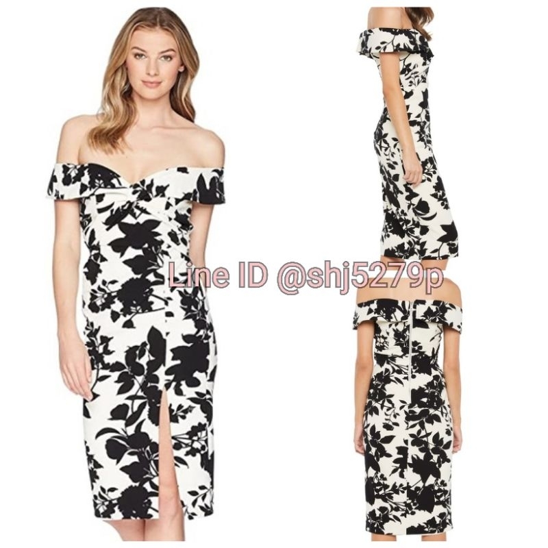 Bardot Botanica Dress In Camilla black Off The Shoulders Midi