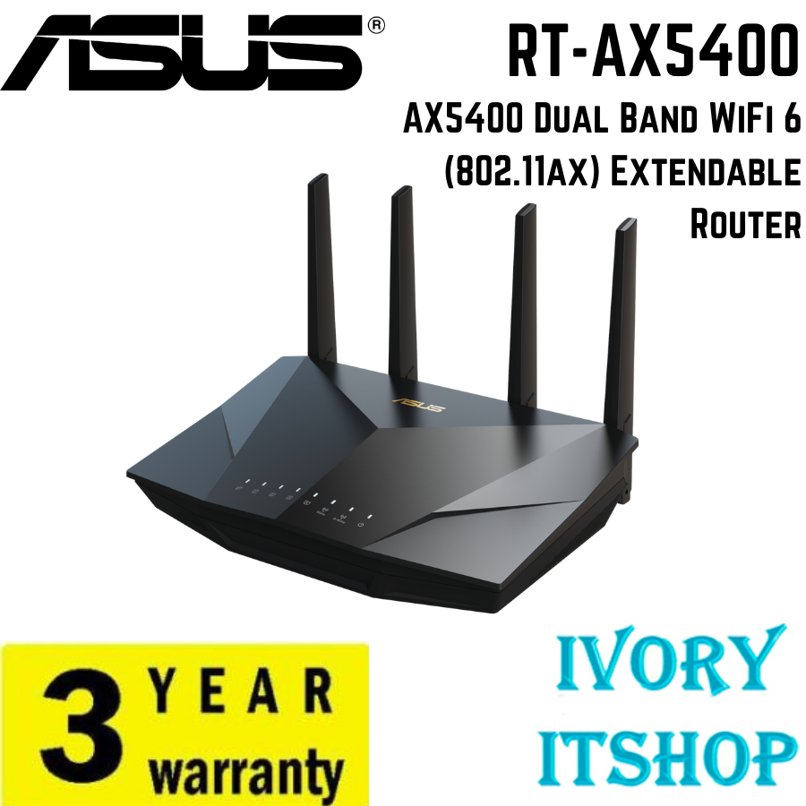 Asus RT-AX5400 AX5400 Dual Band WiFi 6 (802.11ax) Extendable Router