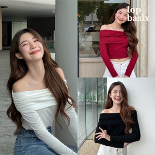 TOPBASIX - Secret top เสื้อปาดไหล่แขนยาว