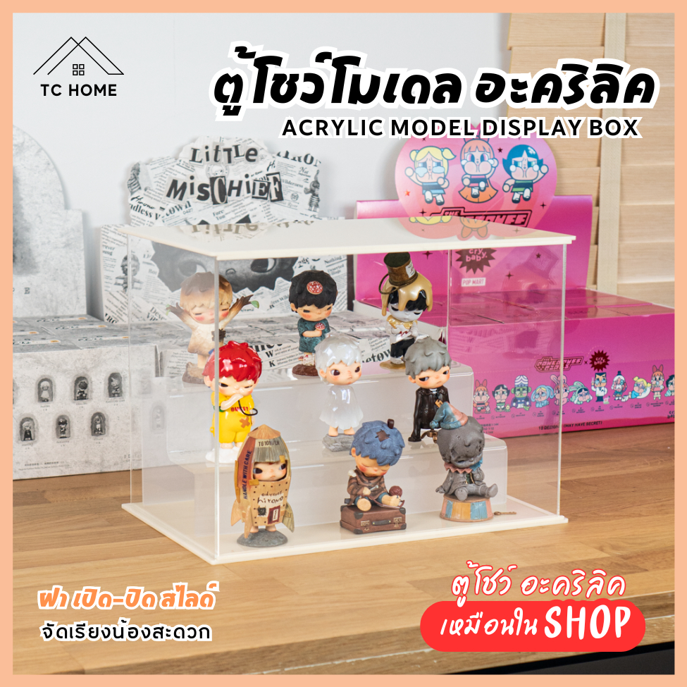 TC HOME ตู้โชว์โมเดล กล่องโชว์โมเดล ฟิกเกอร์ Art Toy ซ้อนทับได้ กันฝุ่น กล่องใส่โมเดล popmart ขนาด 3