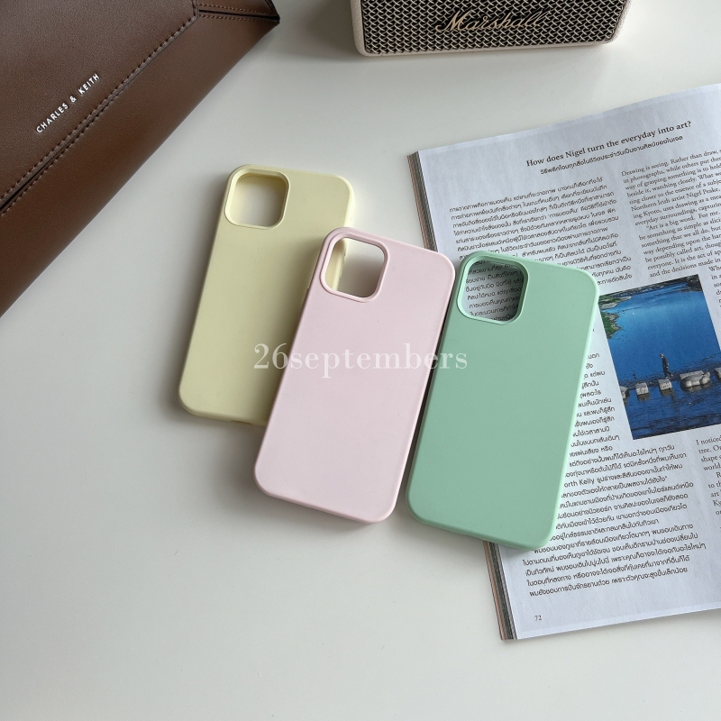 (Set5) เคสซิลิโคน ไม่มีโลโก้ ด้านในบุกำมะหยี่ สำหรับ i7-17 pro max สีเหลืองอ่อน ชมพูอ่อน เขียวซีด