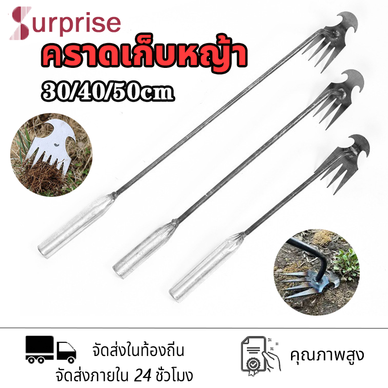 เครื่องมือกำจัดวัชพืช คราดหญ้า คราดเหล็ก คราด คราดถอนหญ้า คราดมีด้าม คาดหญ้าเหล็ก 30/40/50cm
