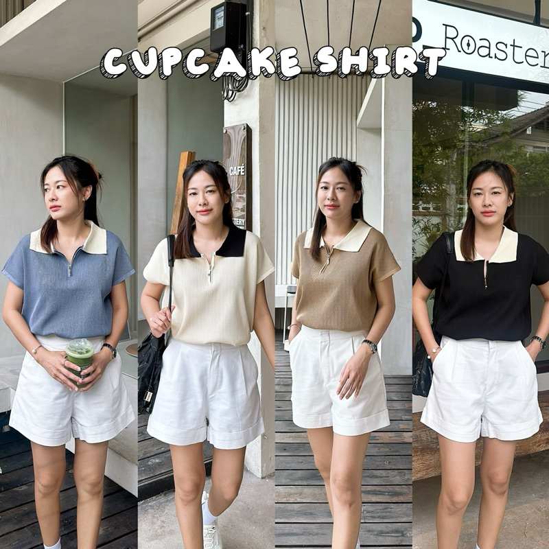 𝐂𝐔𝐏𝐂𝐀𝐊𝐄 𝐒𝐇𝐈𝐑𝐓 เสื้อเชิ้ตไหมพรม คอปกแต่งซิปใช้งานได้จริง ทรงแขนปาด ยืดหยุ่นได้เยอะ