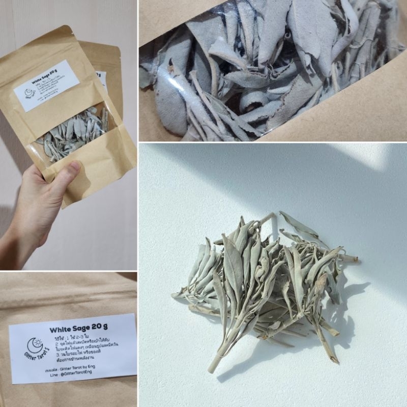 พร้อมส่ง ใบไวท์เสจ 20g white sage ล้างพลังงานลบ ล้างพลังงานไม่ดี ไพ่ทาโรต์