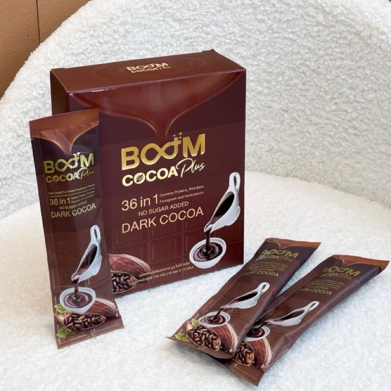 [ส่งฟรี]Boom Cocoa Plus โกโก้เข้มข้น คุมน้ำหนัก 36 in 1 เสริมโปรตีนไฟเบอร์สูง ของแท้ 100%