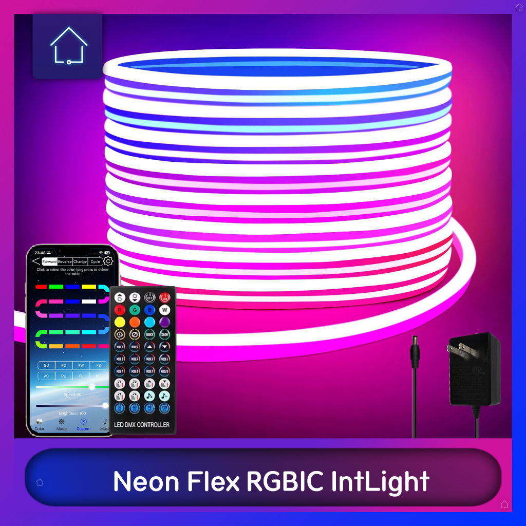 ใหม่ RGBIC Neon IntLight 96LED/m ไฟวิ่งนีออนกันน้ำ ควบคุมผ่านแอพ รีโมท ไฟริบบิ้นหุ้มซิลิโคนคุณภาพสูง