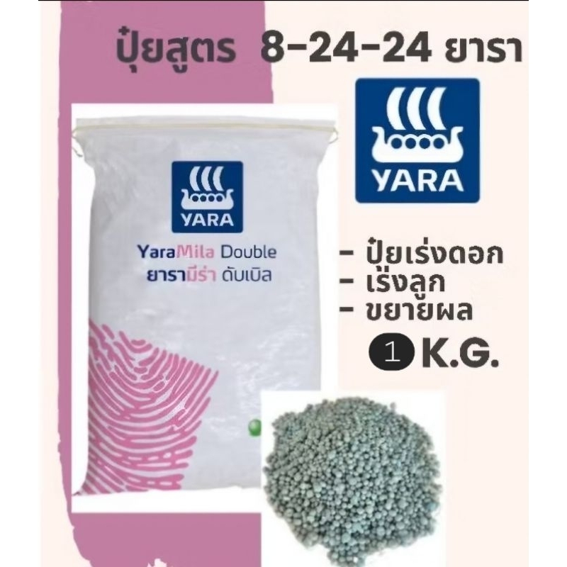 ปู่ยแบ่ง 1 kg. 8-24-24 ตรายาร่า เม็ดสีฟ้า ปุ๋ยเร่งดอก ติดผล