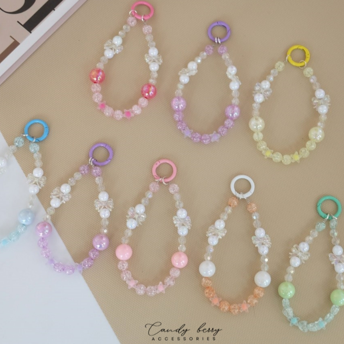 [พร้อมส่งในไทย] สายคล้องตุ๊กตา สายคล้องกระเป๋า สายคล้องโทรศัพท์ สร้อยลูกปัดเพ้นท์ DIY No.BC-038-1