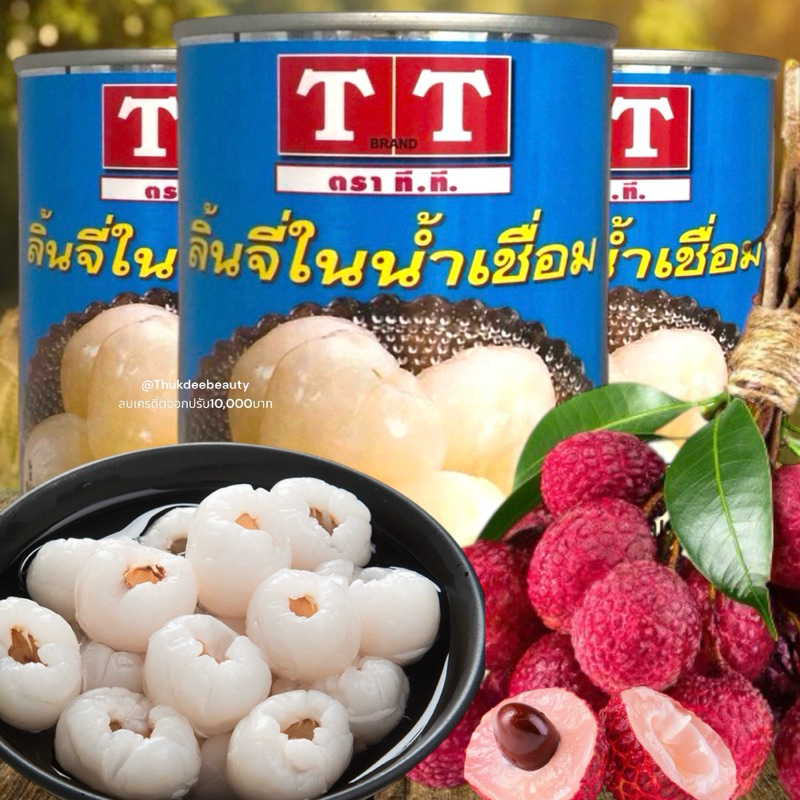 ส่งฟรี/ส่งไว ลิ้นจี่ในน้ำเชื่อม T.T Lychee in Syrub​ ลิ้นจี่กระป๋อง​ ผลไม้​กระป๋อง​ เนื้อแน่น หอม หวาน อร่อย Malee