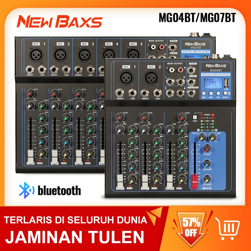 NEW BAXS AUDIO Mixer 7/4 ชุด MG07BT / MG04BT ในตัว Bluetooth / USB / บันทึก