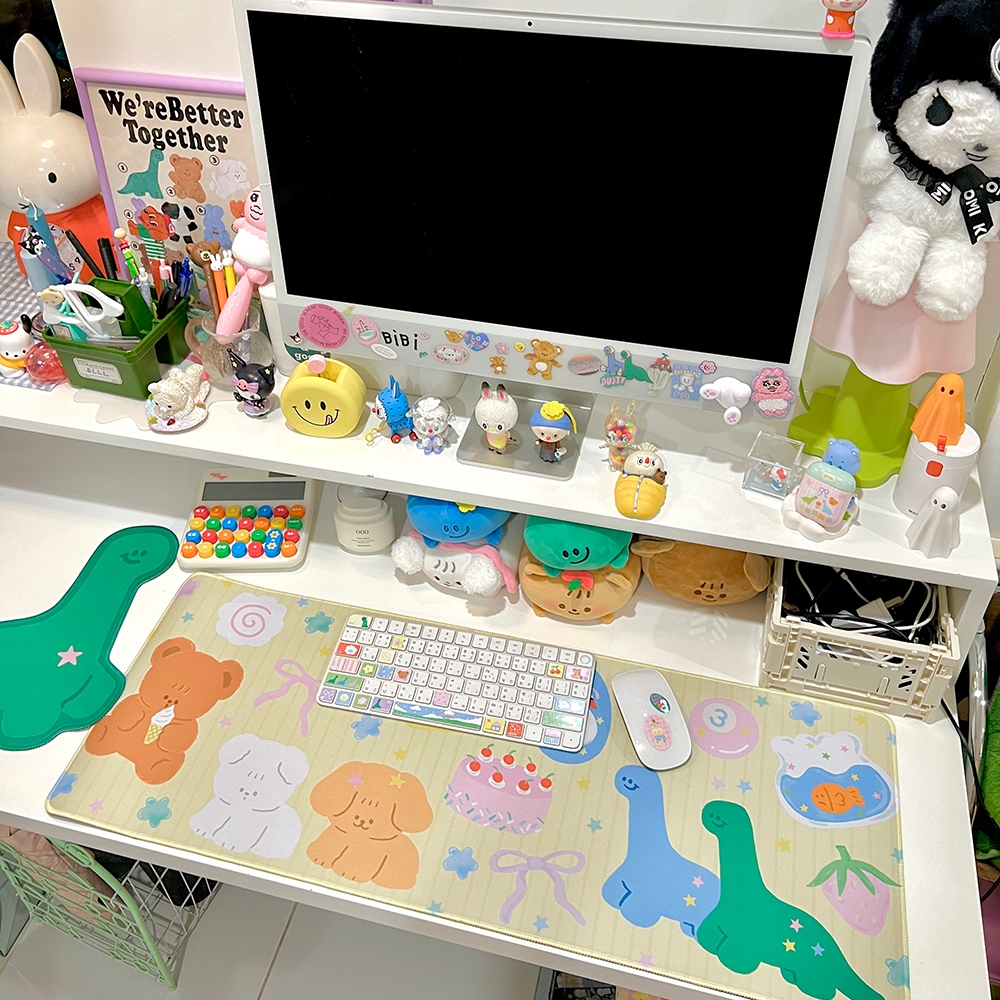 Giant mousepad/Desk mat : Butter ที่รองเมาส์ขนาดใหญ่ ลายทางสีเหลืองอ่อนตกแต่งน่ารัก 30x80cm | Stickwithme4ev