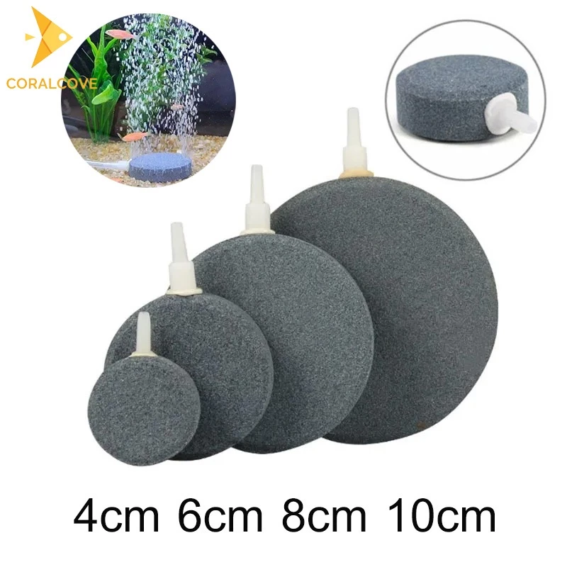 coralcoveshop หัวทรายละเอียด Air stone หัวทรายออกซิเจน หัวทรายจาน เพิ่มออกซิเจน ขนาด 4/6/8/10ซม.
