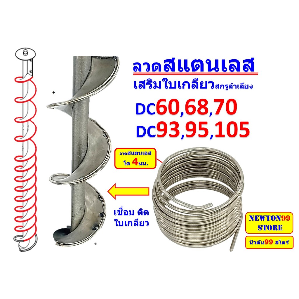 ลวดสแตนเลส เสริมใบเกลียวสกรูลำเลียง รถเกี่ยวคูโบต้า DC60,DC68,DC70,DC93,DC95,DC105,DC108