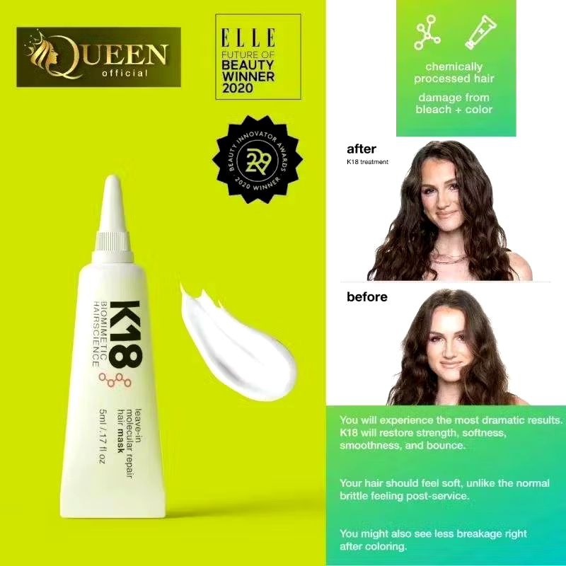 K18 Leave-In Molecular Repair Hair Mask 5ml มาส์กทรีทเม้นต์แบบไม่ต้องล้างออก ฟื้นฟู ซ่อมแซมความเสียห