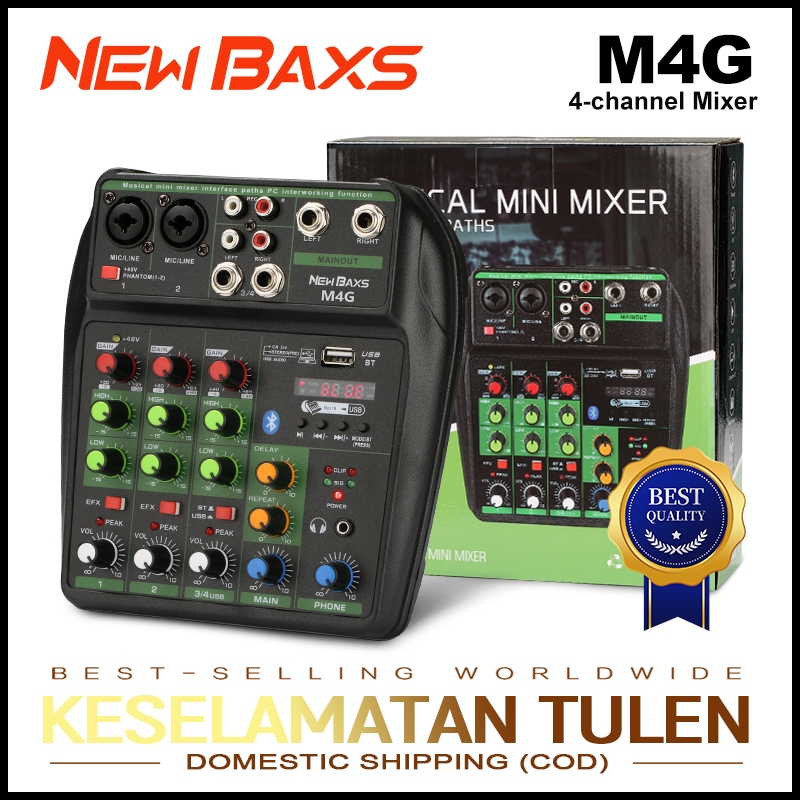 NEW BAXS คอนโซลเสียง M4G Professional Mixer 4 Channels 48V Phantom Power USB Bluetooth MP3 Home Field ใช้อุปกรณ์เสียง