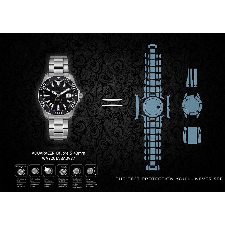 ฟิล์มกันรอยนาฬิกา Watch Protection Film Tag Heuer Aquaracer Calibre 5 43mm Ref.WAY201A.BA0927