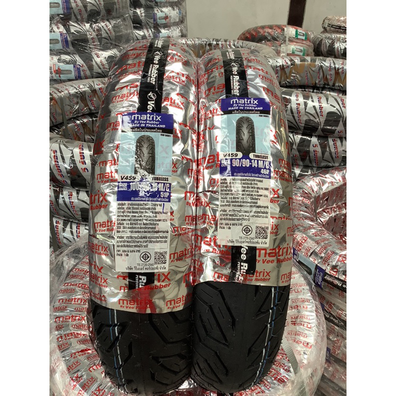 ยางรถมอเตอร์ไซค์ ยี่ห้อ Matrix by Vee Rubber VRM459 ขนาด 90/90-14 , 100/90-14 ปี24 (สำหรับไม่ใช้ยางใ
