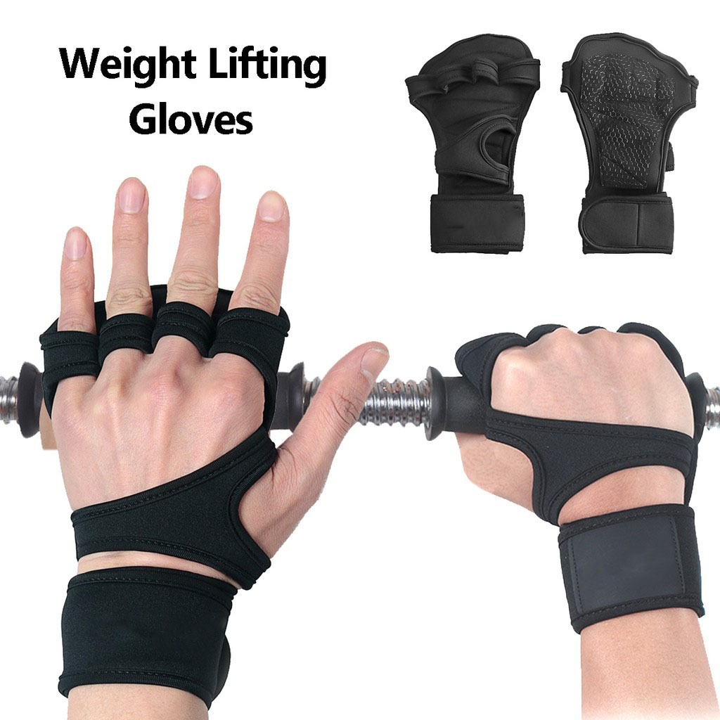 ถุงมือยกน้ําหนัก ออกกําลังกาย ยิมนาสติก ฟิตเนส ยิม สายรัดข้อมือ Crossfit ป้องกันฝ่ามือ ถุงมือ
