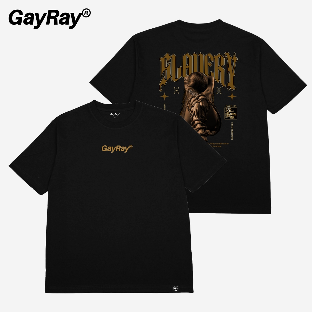 GayRay ⎰SLAVE.⎱  เสื้อยืดโอเวอร์ไซส์ Cotton 100% นุ่่ม ใส่สบาย