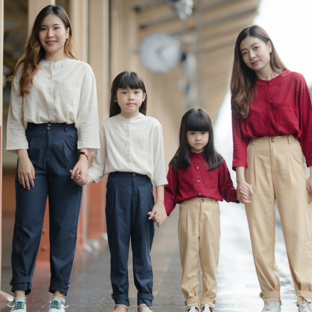🍒✨เสื้อคอจีน MOM & DAD สำหรับผู้ใหญ่ คอจีน ผ้าลินินแขนยาว 🍒✨
