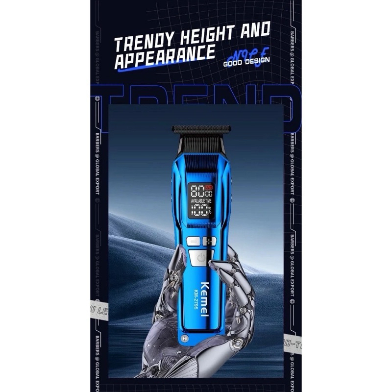 KEMEI Km-2795 ปัตตาเลี่ยน ปรับระดับความความแรงได้4ระดับ กรรขอบเป็นจอ led บอกแบตละความแรง