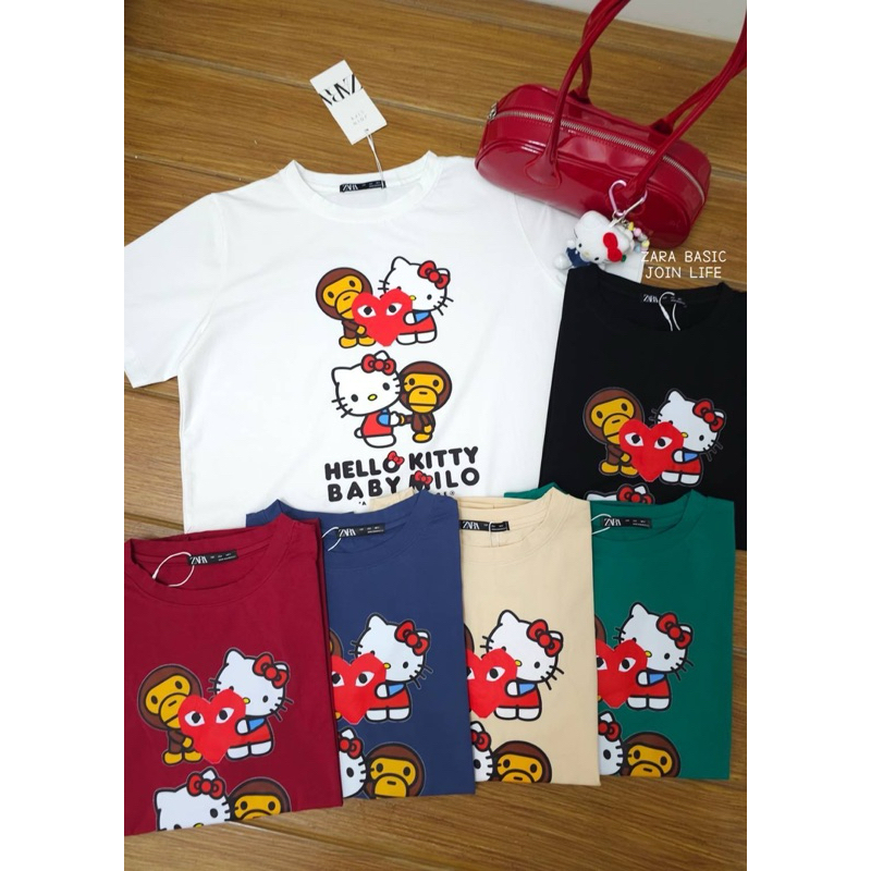 พร้อมส่ง 🎉 เสื้อยืดแฟชั่น ป้ายZara อก42 ยาว25 ผ้าซาร่าเนื้อนุ่มเด้ง คอกลม แขนสั้น งานสกรีนน่ารักๆ ดีเทลการออกแบบทันสมัย