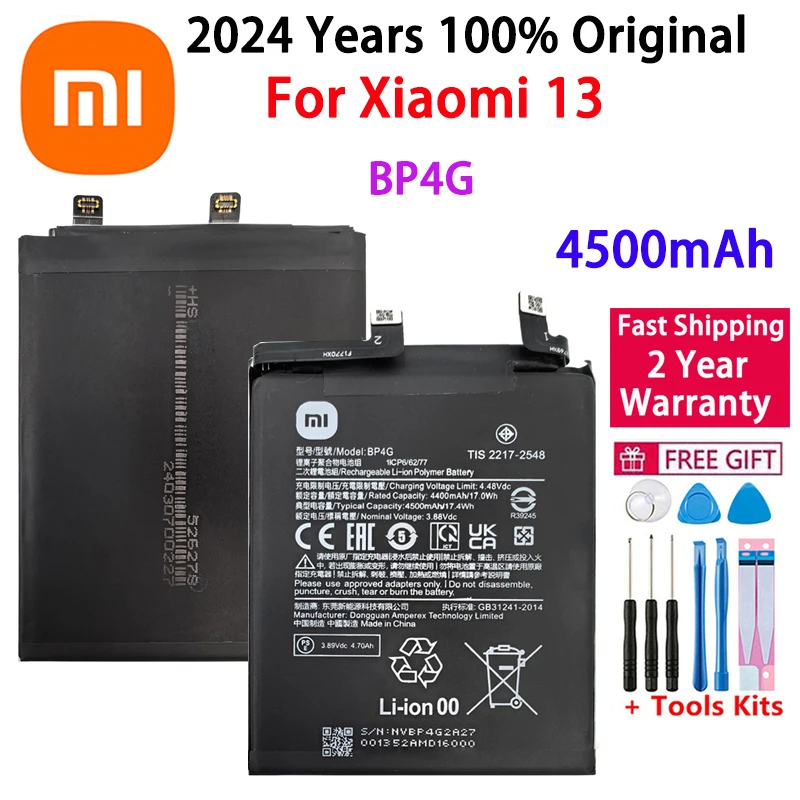 BP4G แบตเตอรี่แท้ สําหรับ Xiaomi 13,Mi13 Mi 13 /bp4g แบตเตอรี่ความจุ 4500mAh+ชุดไขควงถอด แผ่นกาว สินค้าจัดส่งในไทย(กทม.)