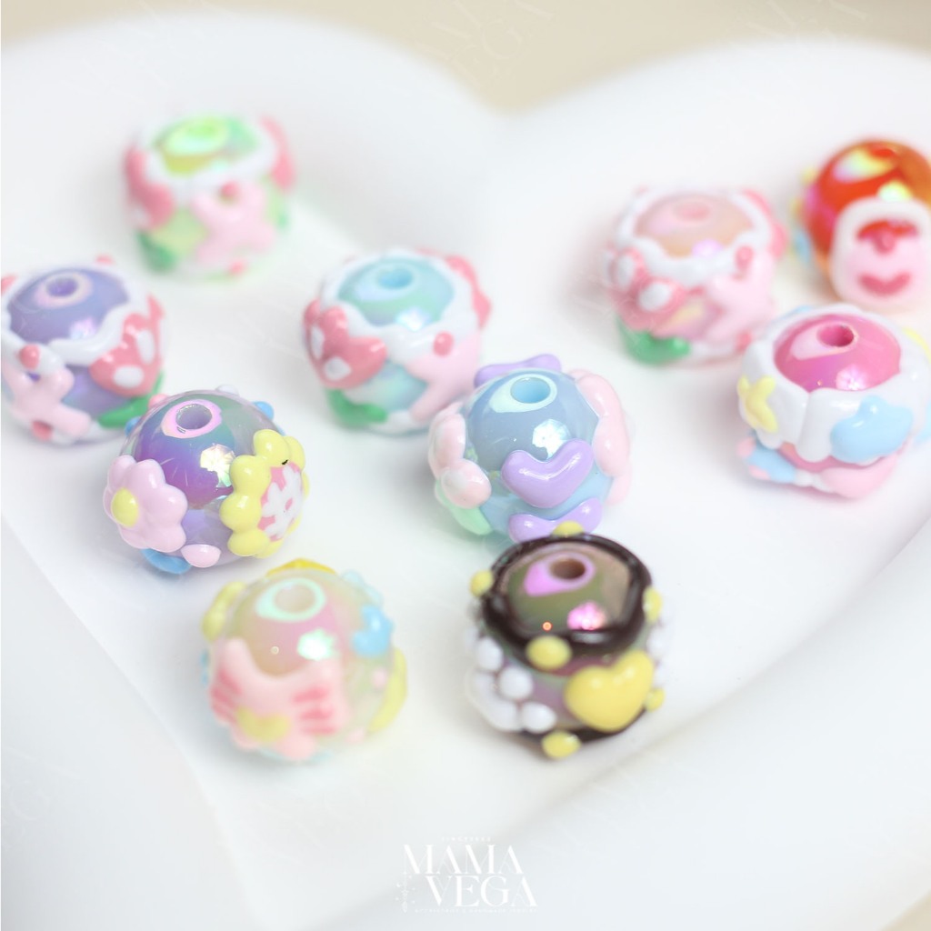 ลูกปัดเพ้นท์ แฮนด์เมด ลูกปัดน่ารัก [พร้อมส่งจากไทย] ลูกปัดDIY