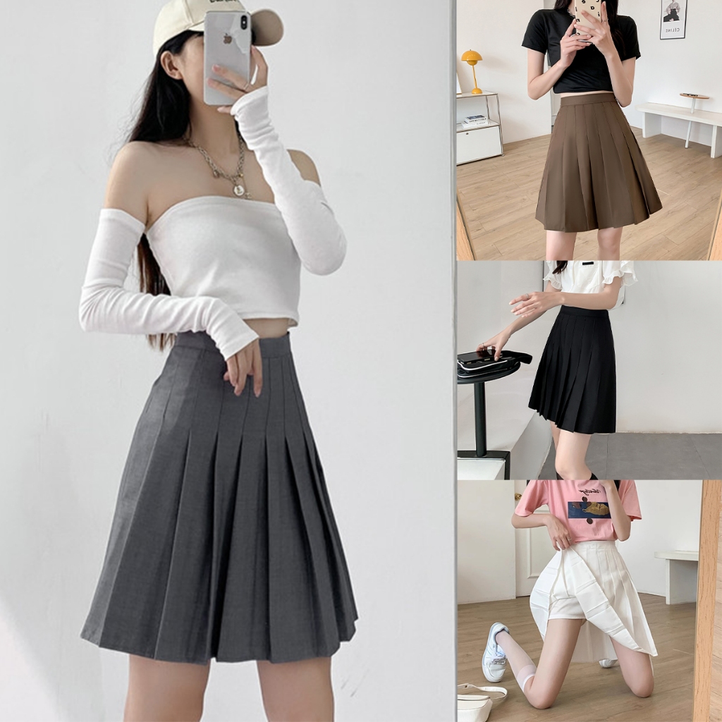 กระโปรงเทนนิสยาว มีชับใน 4 สี XS-XXXL กระโปรงพลีท กระโปรงพลีทยาว คุณภาพสูง พร้อมส่ง