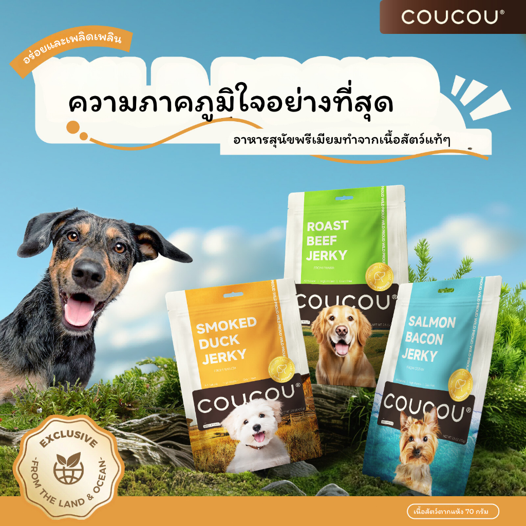 COUCOU ขนมสุนัข Dog Snack ผลิตจากเนื้อแท้ 70 กรัม