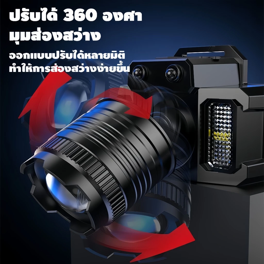ไฟฉายคาดหัว ซูมได้ 5โหมด เซนเซอร์ 10W กันน้ำ thumbnail 5