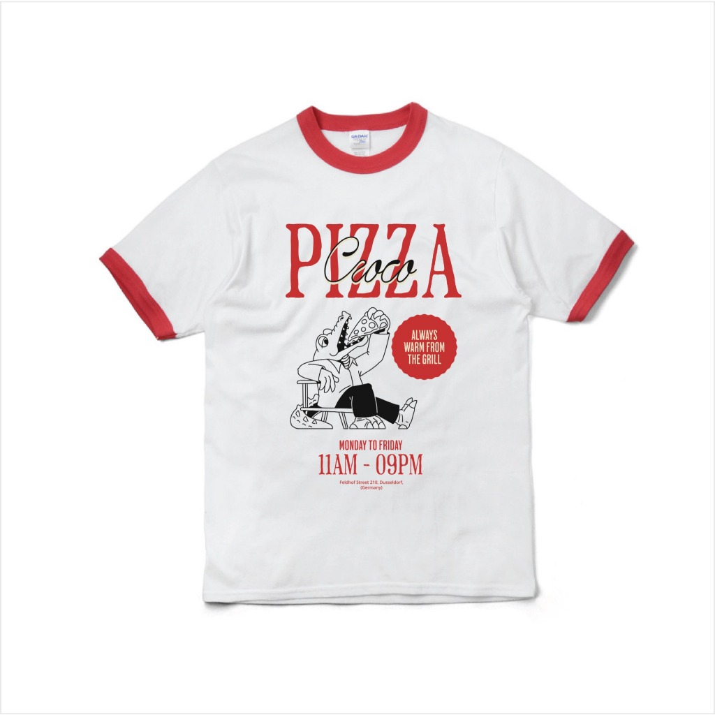 Ringer Tee เสื้อพิมพ์ลาย PIZZA