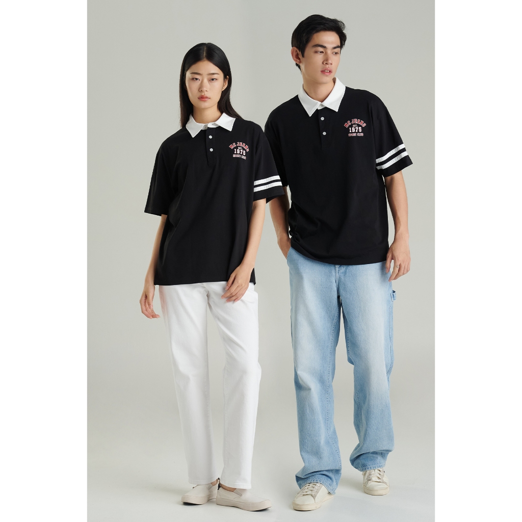Mc jeans เสื้อโปโลแขนสั้น ผู้ชาย ทรงโอเวอร์ไซส์ สีดำ MPTZ035
