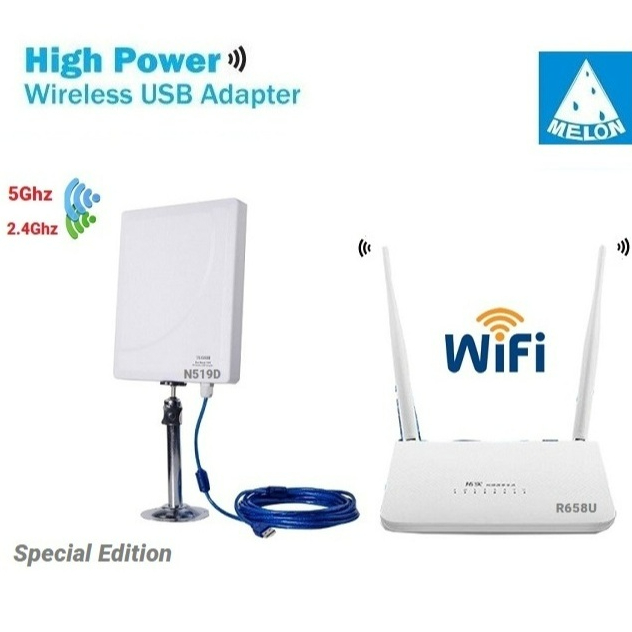 Router+USB Wifi 2.4G+5GHz 600Mbps ชุด ขยายสัญญาณ Wifi ระยะไกล รับ แล้ว แชร์ Wifi Hotspot ผ่าน Router
