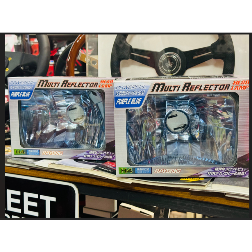 ไฟหน้ารถยนต์ ไฟป๊อปอัพ ไฟหน้าสี่เหลี่ยม Raybrig New แท้ เลนส์ฟ้า ทนความร้อนสูง RX7 MX5 BIGM TFR TRUENO 200SX Celica