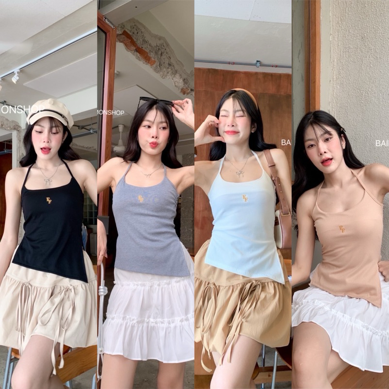 เสื้อคล้องคอสีพื้น ตัวยาวปักFF❤️