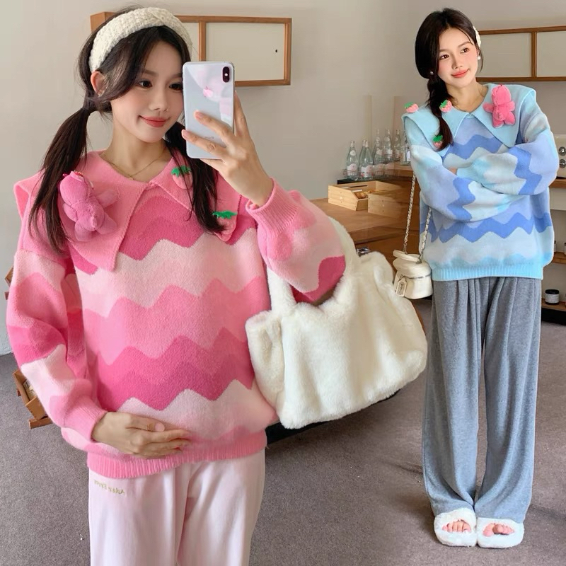 เสื้อไหมพรหมคอปกดอกไม้ปัก สำหรับผู้หญิงลุคดูหวาน Lady Clothing