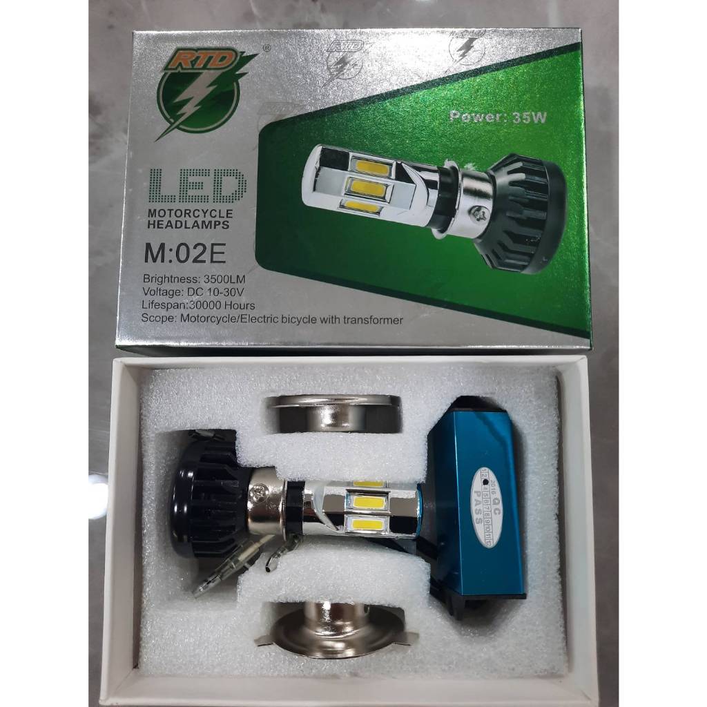 ไฟหน้ารถจักรยานยนต์ LED แสงสีขาว มีพัดลมระบายความร้อนในตัวพร้อมหม้อเเปลง (ลดล้างสต๊อก)
