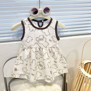 ชุดกระโปรงเด็กหญิง ชุดเดรสแขนกุดเด็ก ลายดอกไม้สวย ผ้านิ่ม ระ…