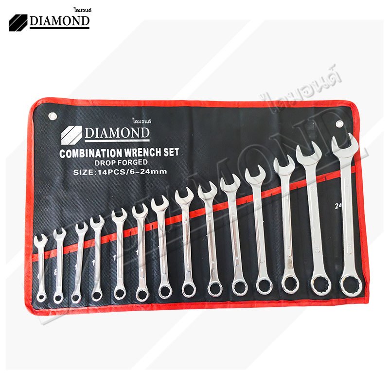 Diamond ประแจแหวนข้างปากตาย ชุดประแจแหวนข้างปากตาย ชุดประแจ ประแจ ขนาด 6-24mm 14ตัว/ชุด - 6